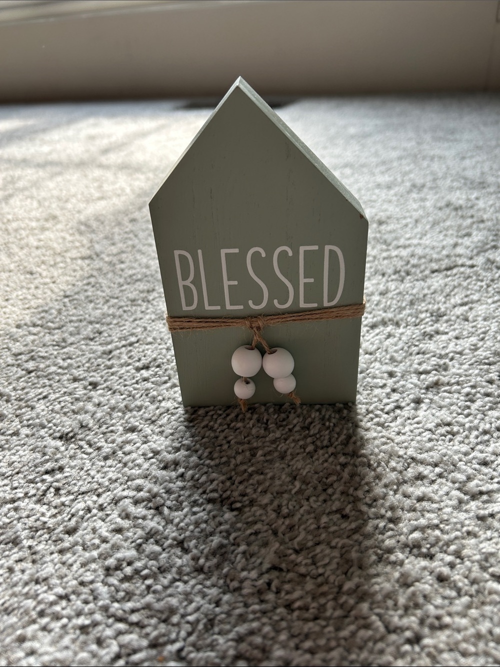 Hobby Lobby Sage Green Wooden House Accent with Twine